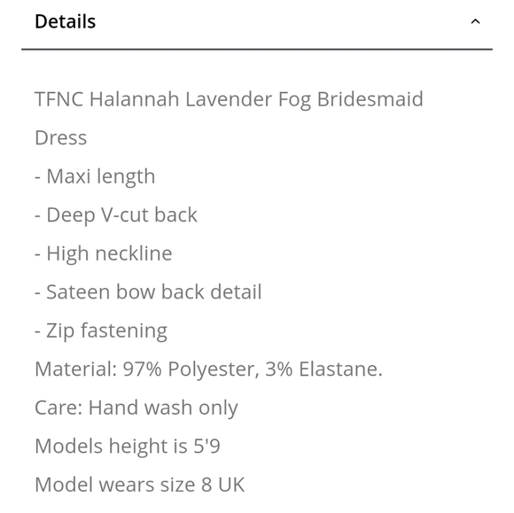 NEW TFNC Bow Back Dress in lavender gray - Picture 3 of 8